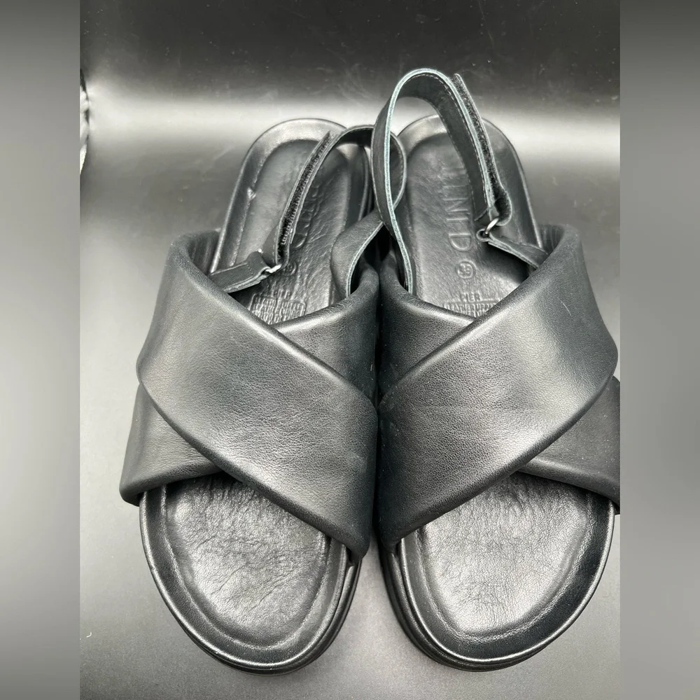 Silent D Pier Black Leather Platform Sandals 8.5/39 Anthropologie